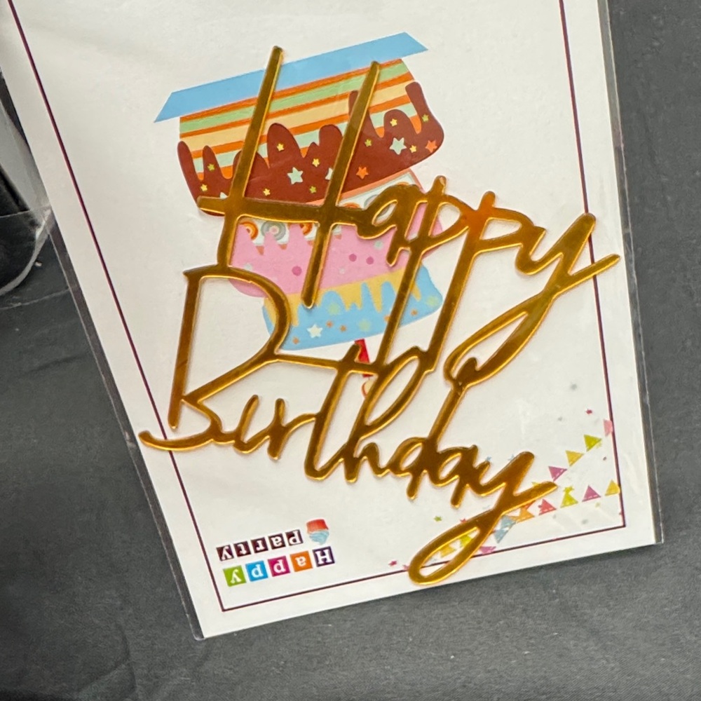 Happy Birthday Gold Cake Topper new in excellent condition